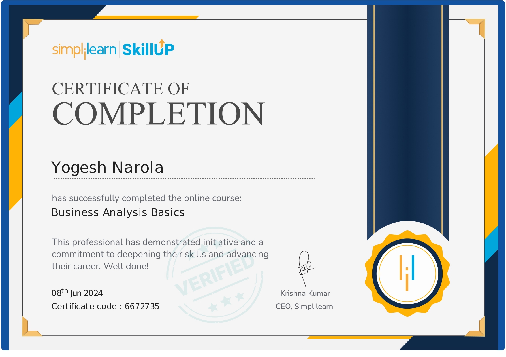 Business Analytics Certificate